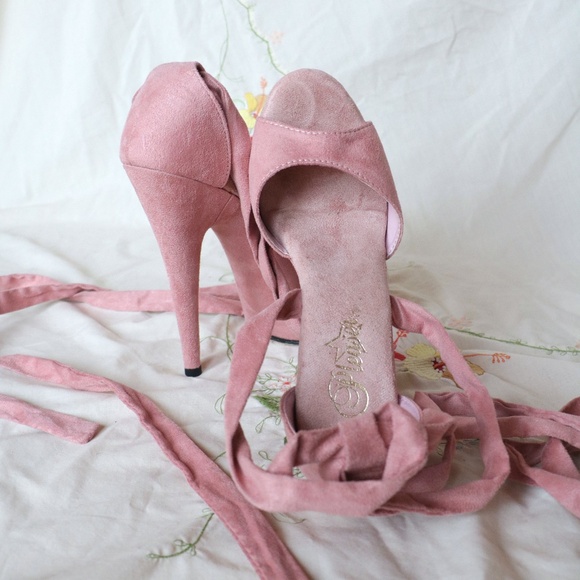 Pink Velvet Ballerina Pleasers - Picture 13 of 15